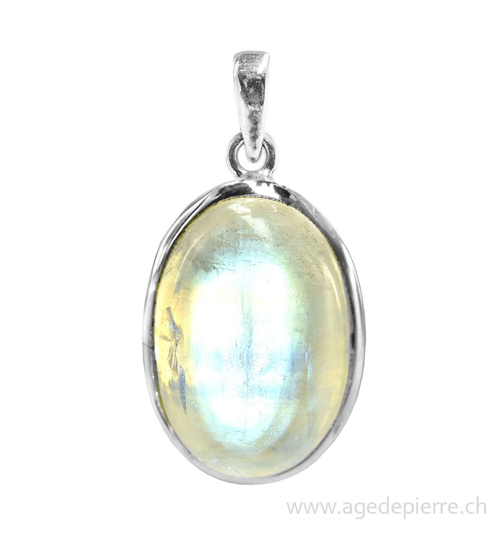 Pendentif en labradorite blanche et argent 925