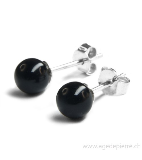 Obsidienne boucles d'oreille clous