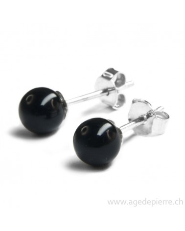 Obsidienne boucles d'oreille clous