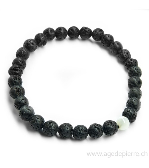 Couple de bracelets yin yang lave et nacre