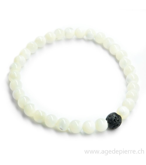 Couple de bracelets yin yang lave et nacre