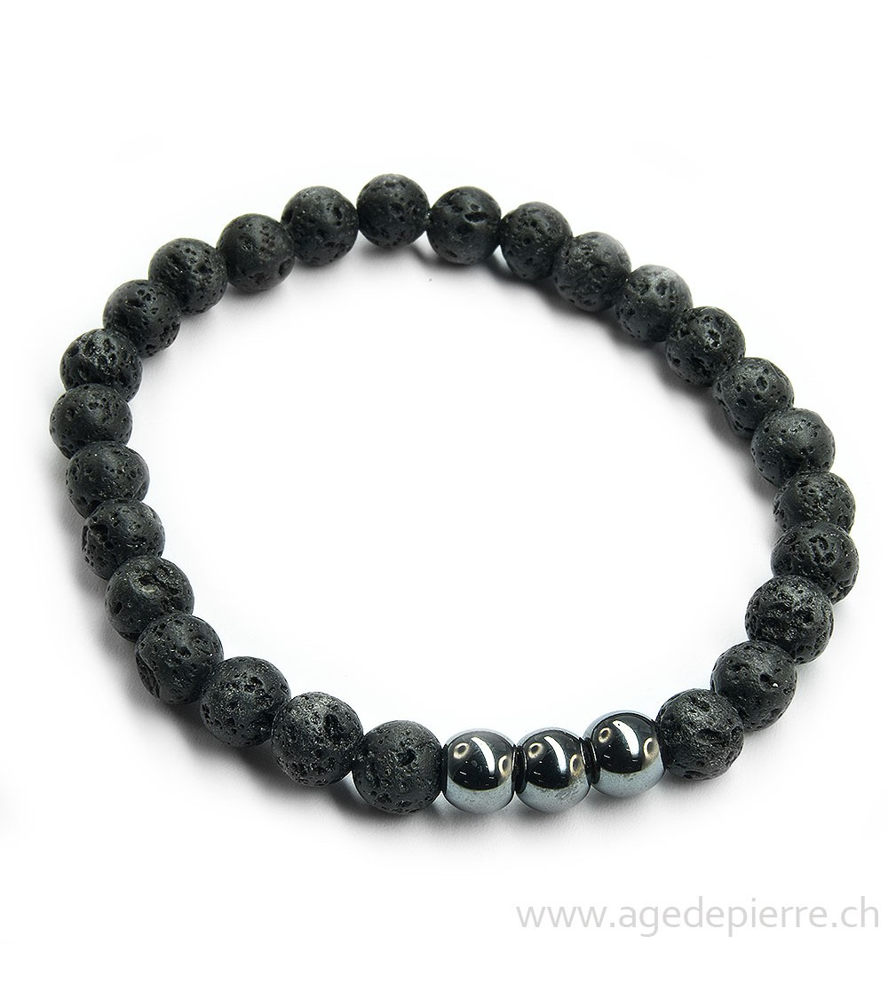 Bracelet avec hématite et lave