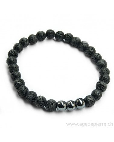 Bracelet avec hématite et lave