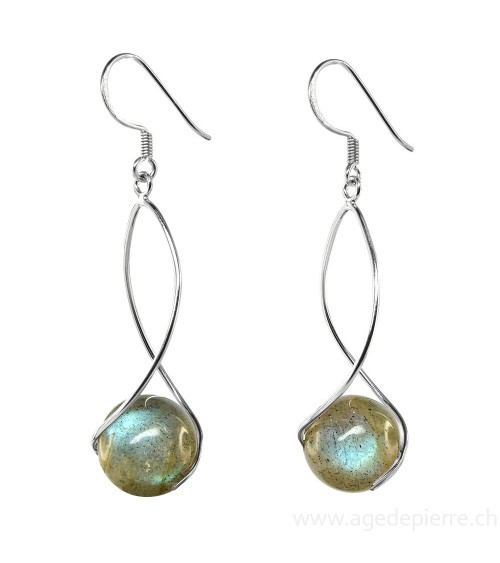 Boucles d'oreille argent et labradorite