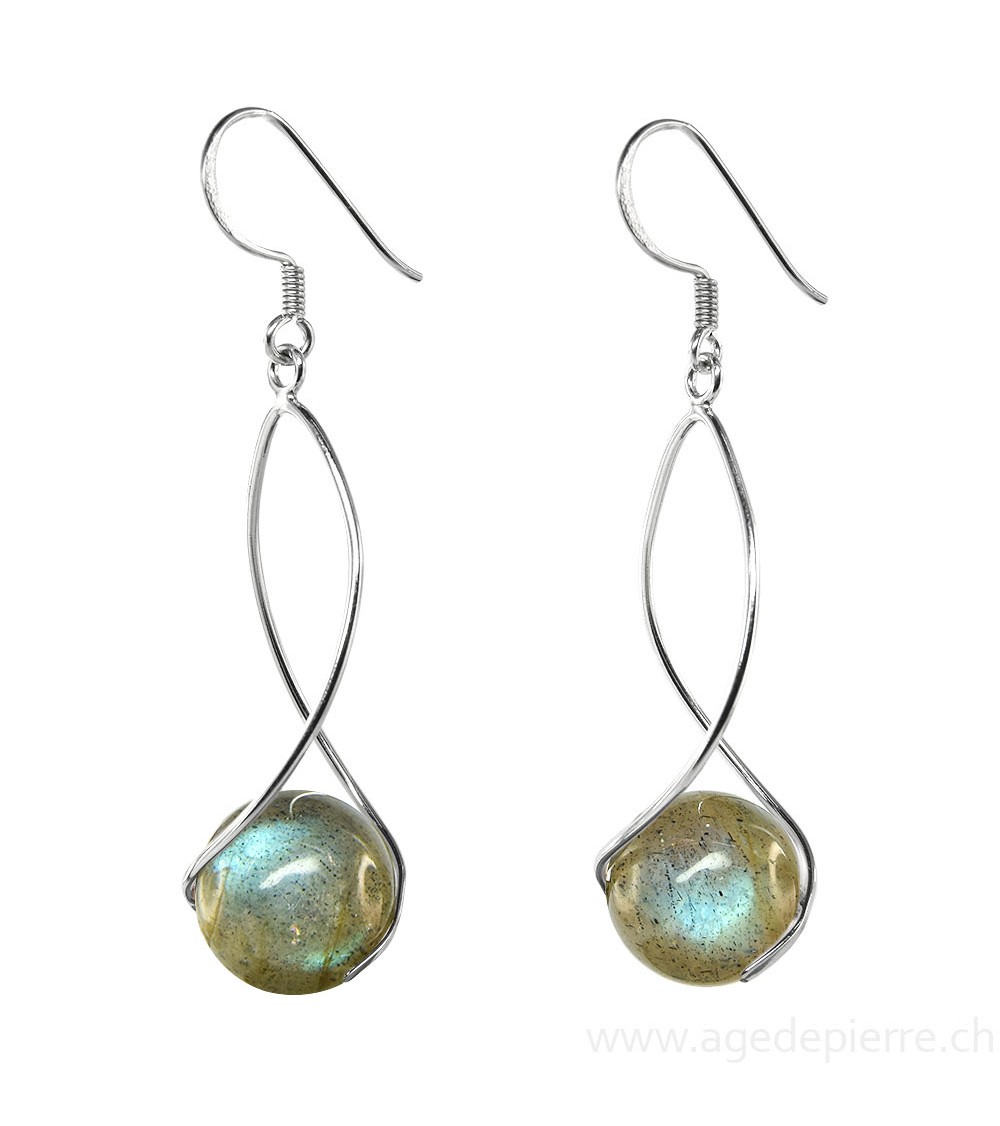 Boucles d'oreille argent et labradorite
