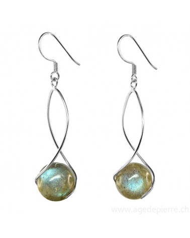 Boucles d'oreille argent et labradorite