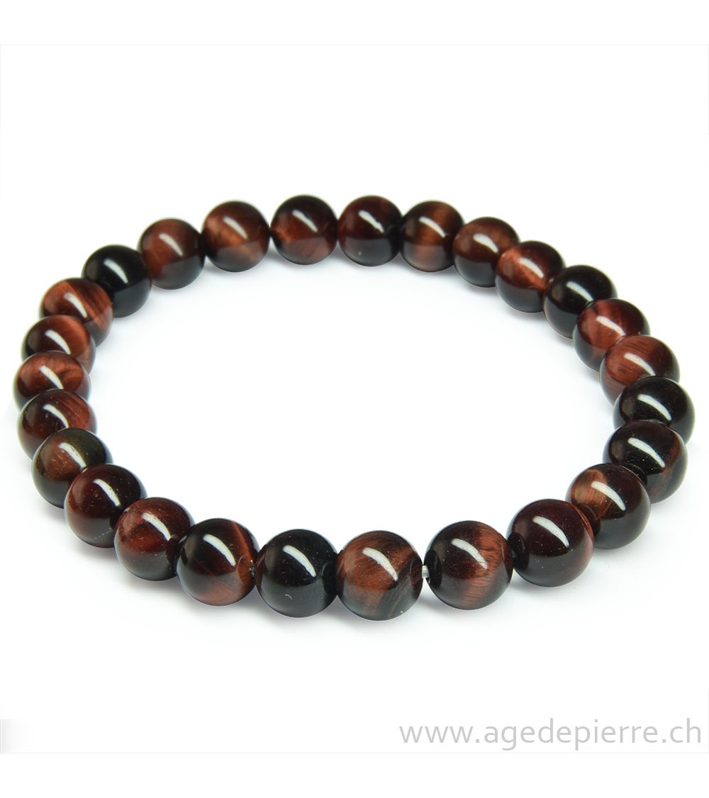 Oeil de taureau bracelet homme avec perles de 8mm