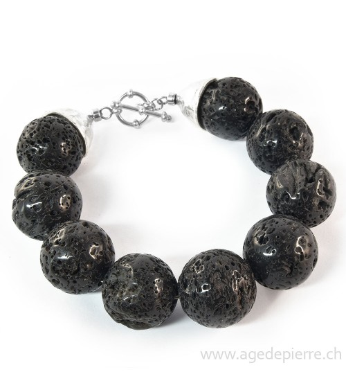 Bracelet lave et argent