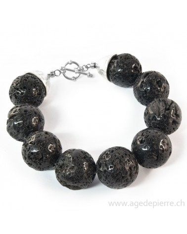 Bracelet lave et argent