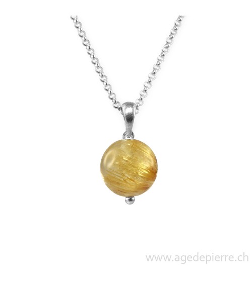 Pendentif sphère en quartz rutile avec argent l'Âge de pierre Vevey