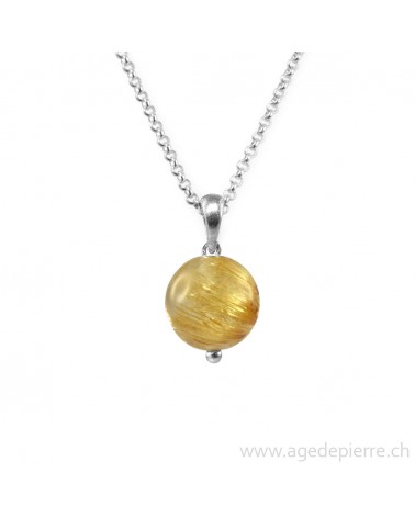 Pendentif sphère en quartz rutile avec argent l'Âge de pierre Vevey