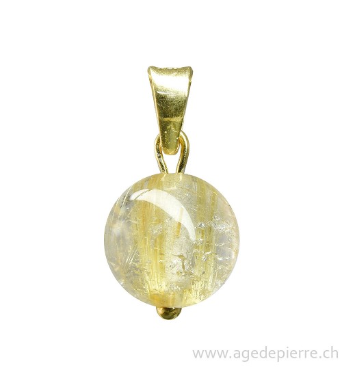 Pendentif sphère en quartz rutile avec or 750 l'Âge de pierre Vevey