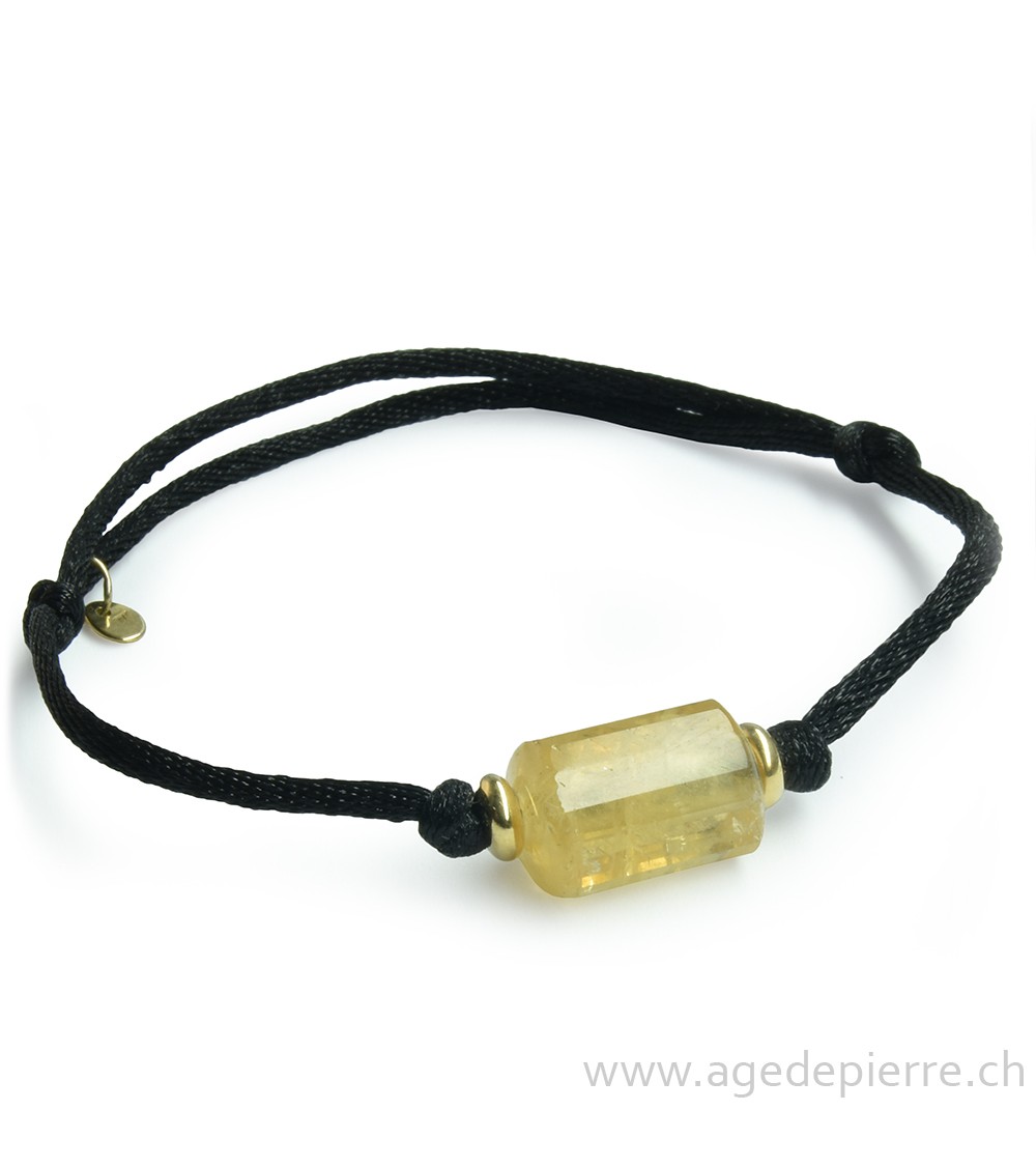 Bracelet avec citrine et or sur fil noir