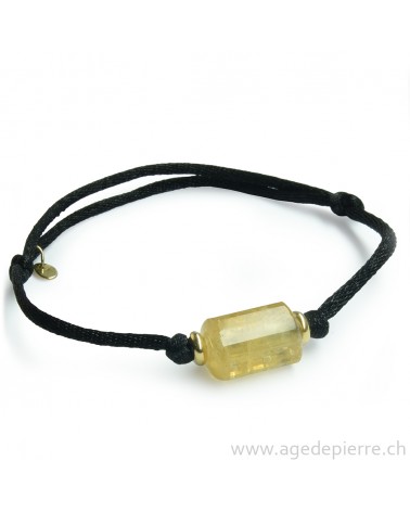 Bracelet avec citrine et or sur fil noir