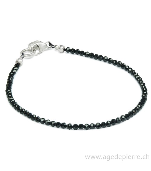 Spinelle noir bracelet facetté l'âge de pierre vevey
