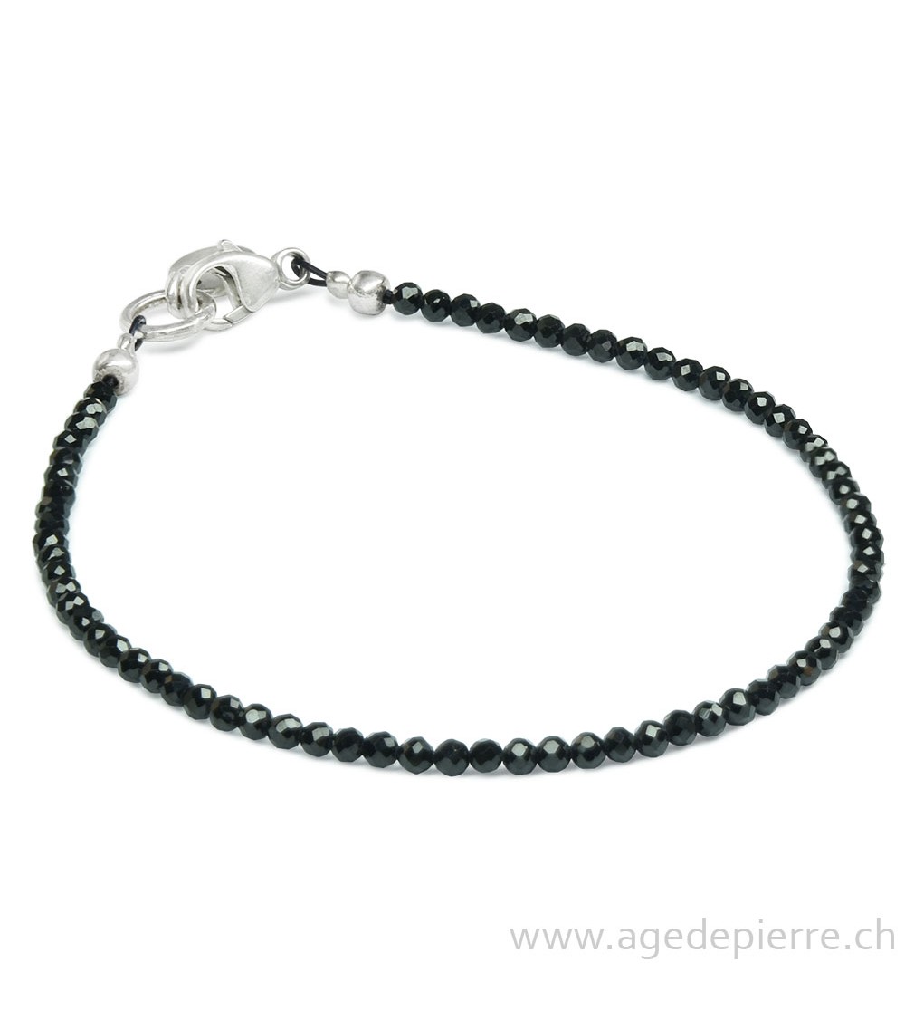 Spinelle noir bracelet facetté l'âge de pierre vevey