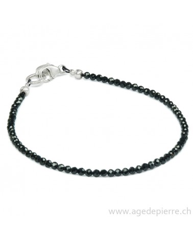 Spinelle noir bracelet facetté l'âge de pierre vevey