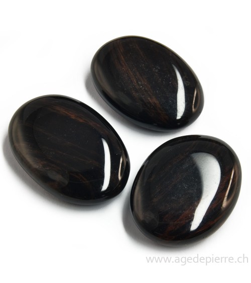 Obsidienne brune galet plat