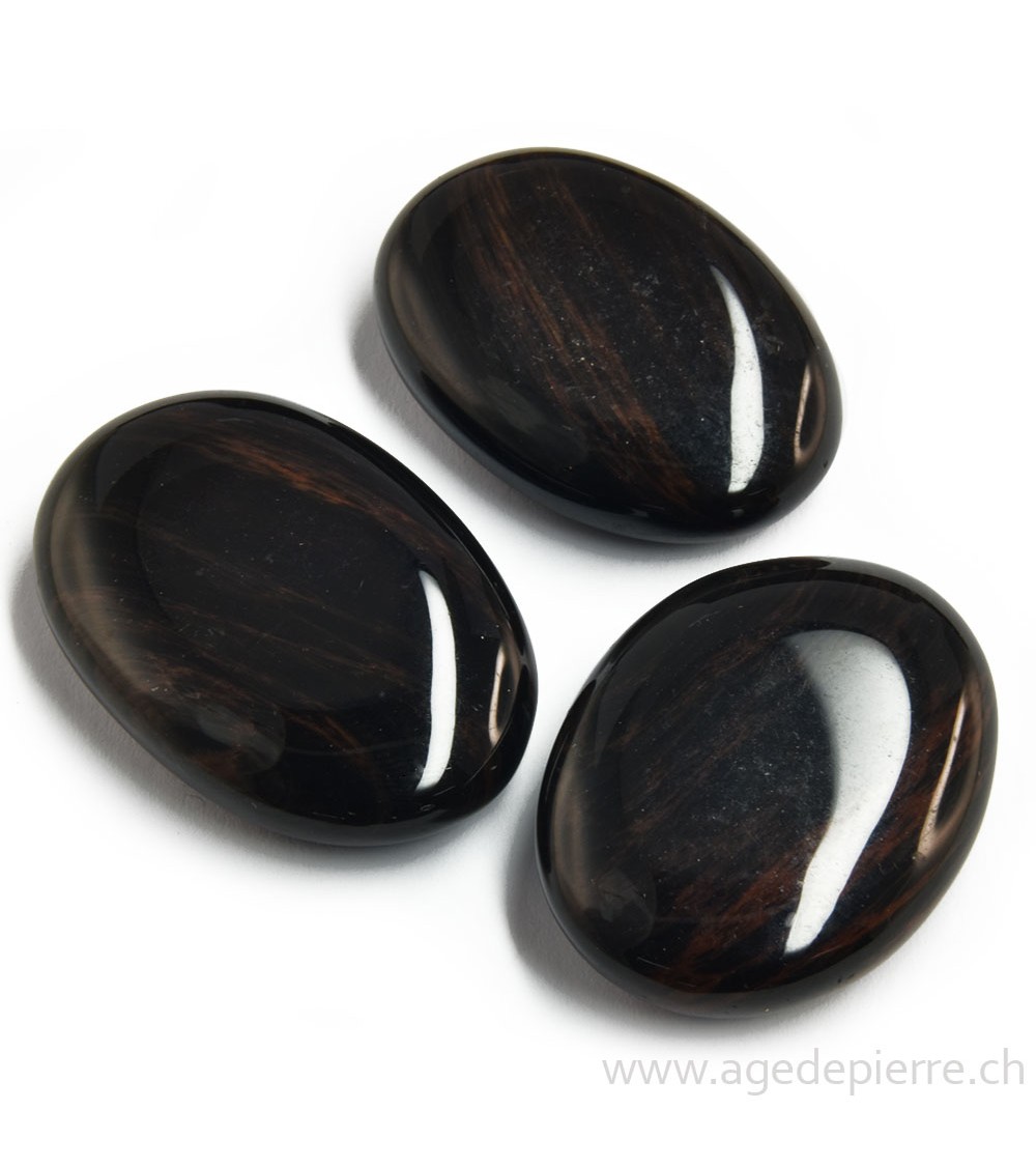 Obsidienne brune galet plat