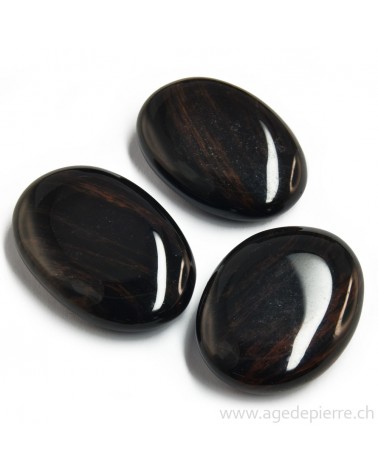 Obsidienne brune galet plat