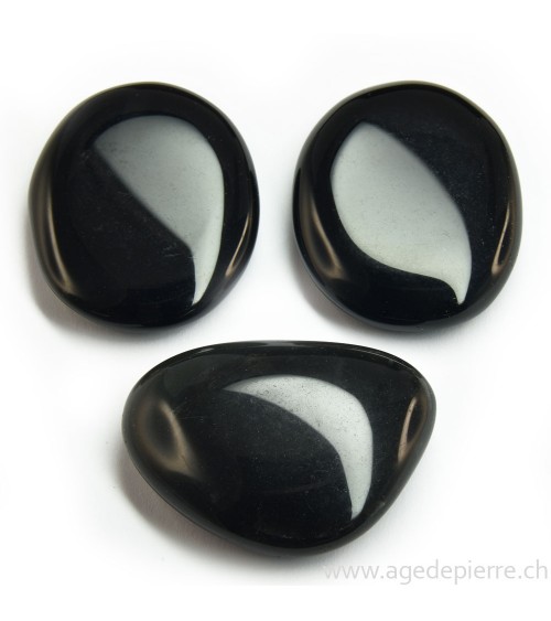 Obsidienne noire petit  galet rond