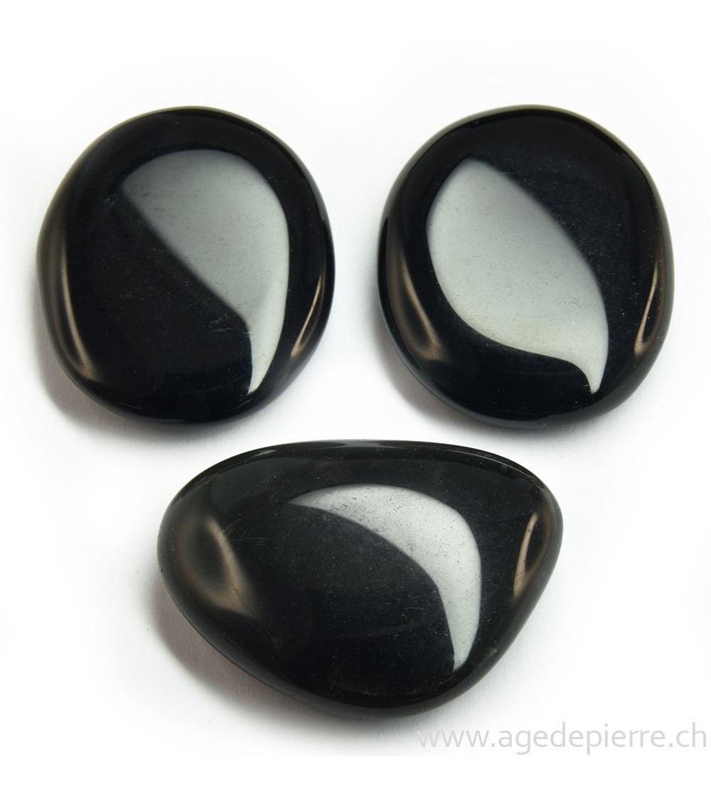 Obsidienne noire petit  galet rond