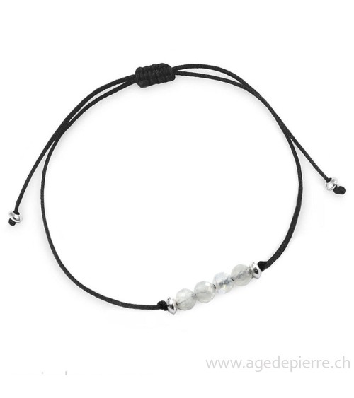 Bracelet shamballa labradorite blanche facettée et argent 925