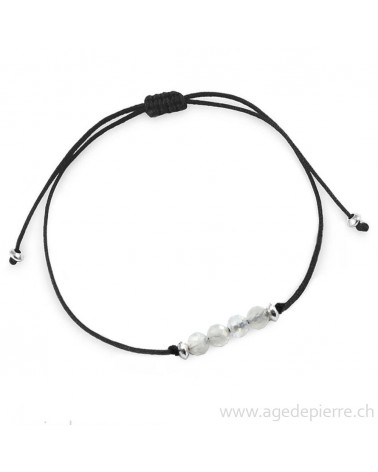 Bracelet shamballa labradorite blanche facettée et argent 925