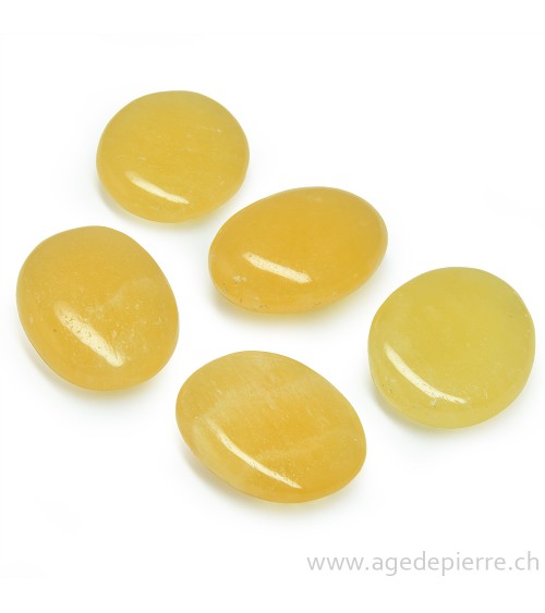 Calcite orange en mini galet plat