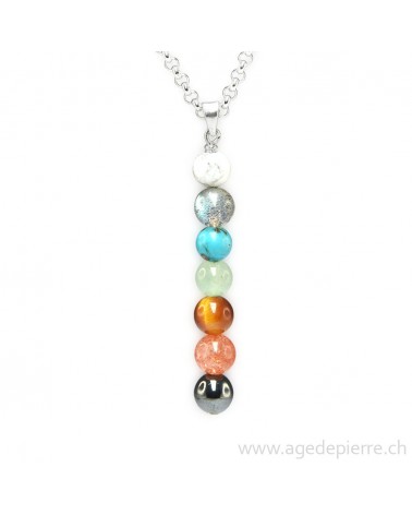 Pendentif 7 chakras avec perles de 6mm