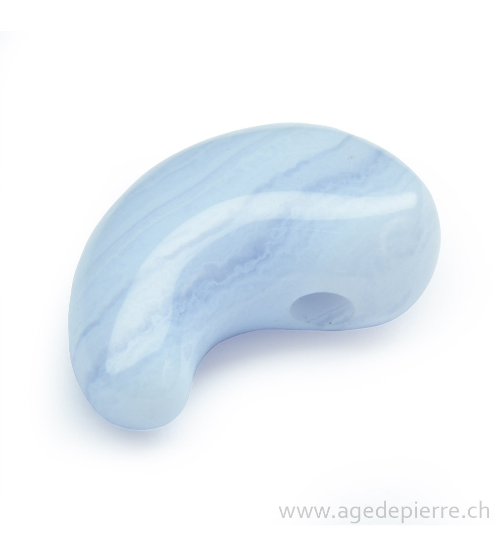 Agate blue lace pendentif magatama