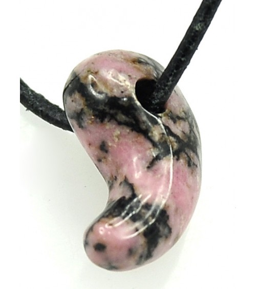 Rhodonite Magatama montée en pendentif L'Âge de pierre Vevey