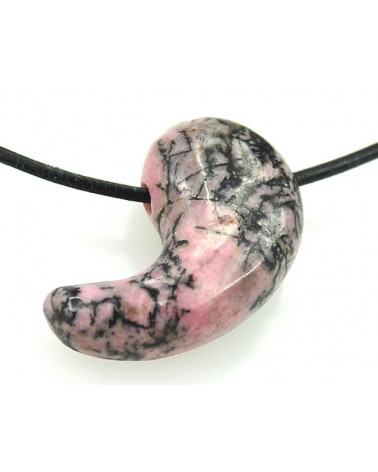 Rhodonite Magatama montée en pendentif l'Âge de pierre Vevey
