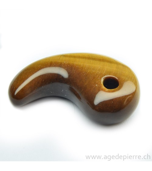 Oeil-de-tigre Magatama monté en pendentif