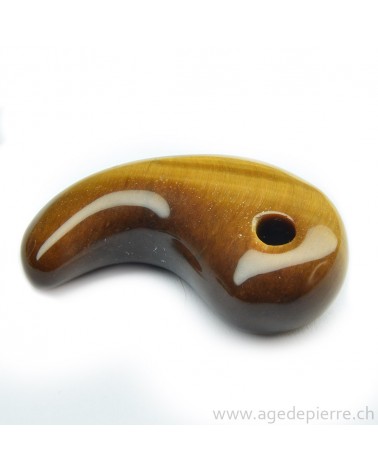 Oeil-de-tigre Magatama monté en pendentif