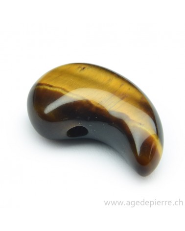 Oeil-de-tigre Magatama monté en pendentif