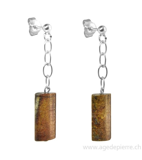 Boucles d'oreilles argent et bronzite