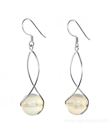 Boucles d'oreilles avec labradorite blanche et argent 925