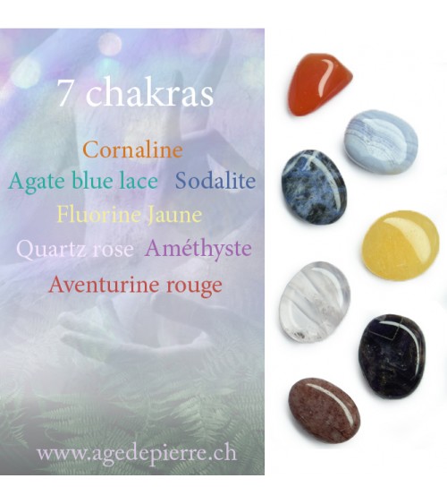 Kit 7 chakras avec 7 pierres l'Âge de pierre
