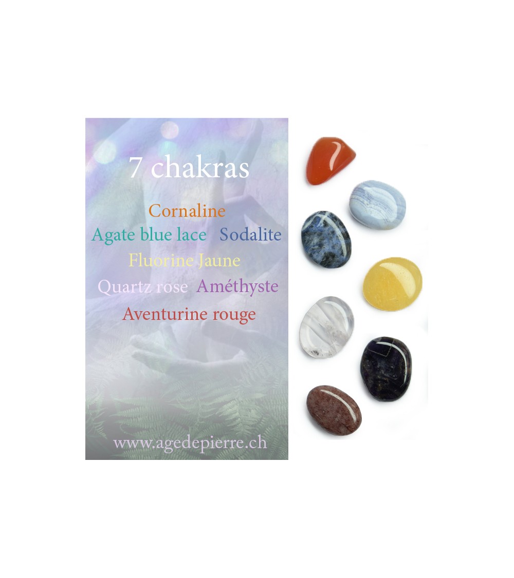 Kit 7 chakras avec 7 pierres l'Âge de pierre