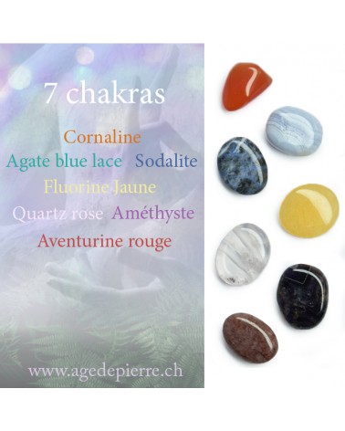 Kit 7 chakras avec 7 pierres l'Âge de pierre