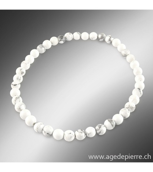 Bracelet en magnésite avec perles de 4mm l'Âge de pierre Vevey