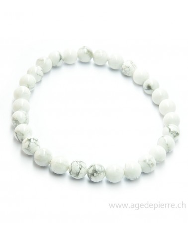 Bracelet en magnésite avec perles de 6mm l'Âge de pierre Vevey