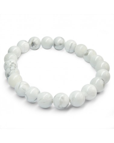 Bracelet en magnésite avec perles de 8mm l'Âge de Pierre Vevey