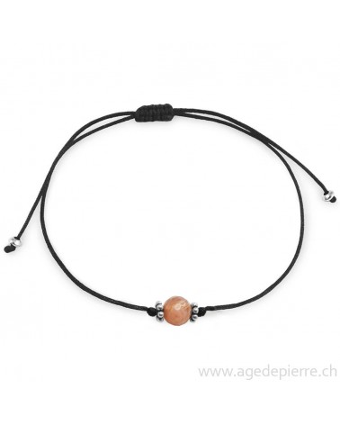 Bracelet perle solitaire  en pierre de soleil